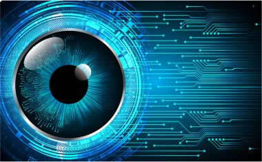 Mavi göz siber devre gelecekteki teknoloji konsepti