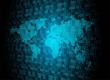 Dünya ikili devre kartı gelecek teknolojisi, mavi hud siber güvenlik kavramı arka planı