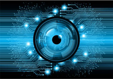 Mavi göz siber devre gelecekteki teknoloji konsepti