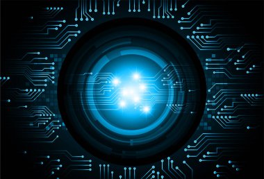 Mavi göz siber devre gelecekteki teknoloji konsepti