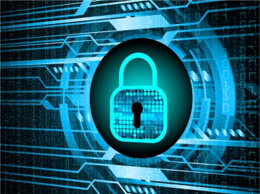 Sayısal arkaplan ve siber güvenlik konusunda kapatılmış asma kilit