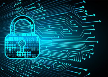 Sayısal arkaplan ve siber güvenlik konusunda kapatılmış asma kilit