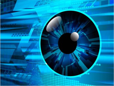 Mavi göz siber devre gelecekteki teknoloji konsepti