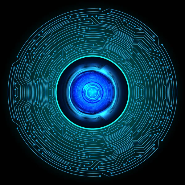 Cyber Circuit Oeil Bleu Technologie Future Concept Arrière Plan — Image vectorielle