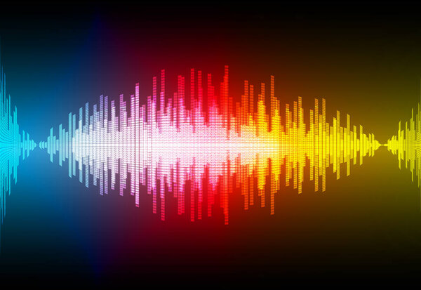 Sound waves oscillating dark blue light