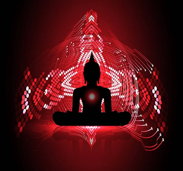 Silueta Buda Negro Sobre Fondo Oscuro Yoga — Vector de stock