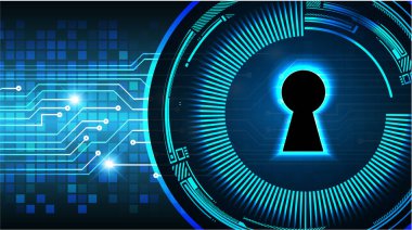 Sayısal arkaplan ve siber güvenlik konusunda kapatılmış asma kilit