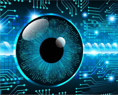 Mavi göz siber devre gelecekteki teknoloji konsepti