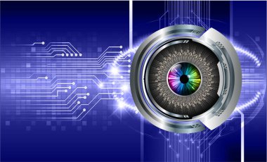 Mavi göz siber devre gelecekteki teknoloji konsepti