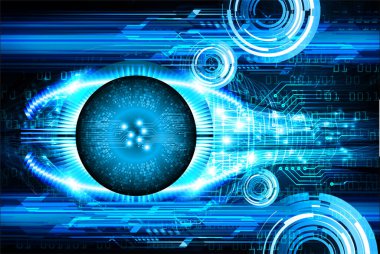 Mavi göz siber devre gelecekteki teknoloji konsepti