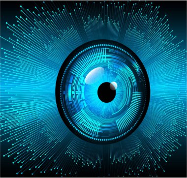 Mavi göz siber devre gelecekteki teknoloji konsepti