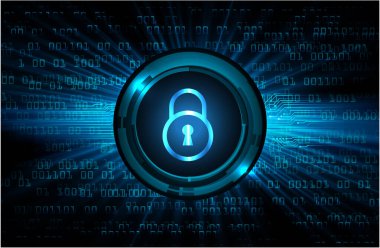 Sayısal arkaplan ve siber güvenlik konusunda kapatılmış asma kilit