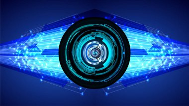 Mavi göz siber devre gelecekteki teknoloji konsepti