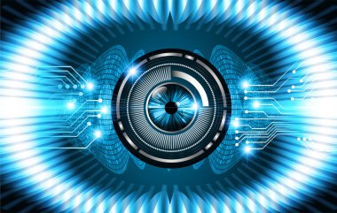 Mavi göz siber devre gelecekteki teknoloji konsepti