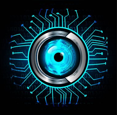 Mavi göz siber devre gelecekteki teknoloji konsepti