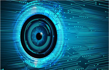 Mavi göz siber devre gelecekteki teknoloji konsepti