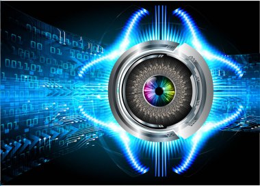 Mavi göz siber devre gelecekteki teknoloji konsepti