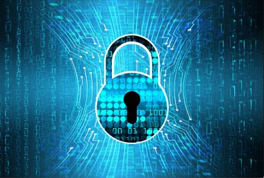 Sayısal arkaplan ve siber güvenlik konusunda kapatılmış asma kilit