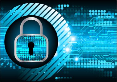 Sayısal arkaplan ve siber güvenlik konusunda kapatılmış asma kilit