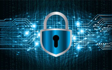 Sayısal arkaplan ve siber güvenlik konusunda kapatılmış asma kilit