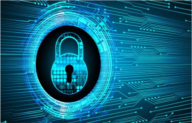 Sayısal arkaplan ve siber güvenlik konusunda kapatılmış asma kilit