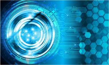 Mavi göz siber devre gelecekteki teknoloji konsepti