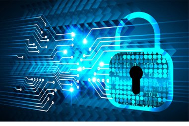 Sayısal arkaplan ve siber güvenlik konusunda kapatılmış asma kilit