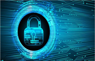 Sayısal arkaplan ve siber güvenlik konusunda kapatılmış asma kilit