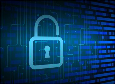 Sayısal arkaplan ve siber güvenlik konusunda kapatılmış asma kilit