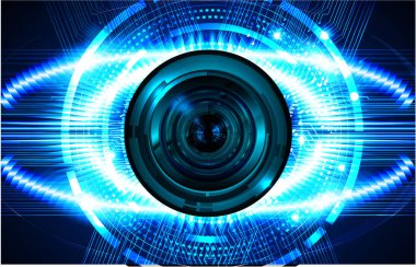 Mavi göz siber devre gelecekteki teknoloji konsepti