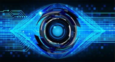 Mavi göz siber devre gelecekteki teknoloji konsepti