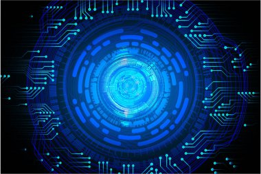 Mavi göz siber devre gelecekteki teknoloji konsepti