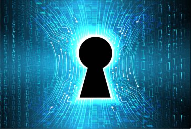 Sayısal arkaplan ve siber güvenlik konusunda kapatılmış asma kilit