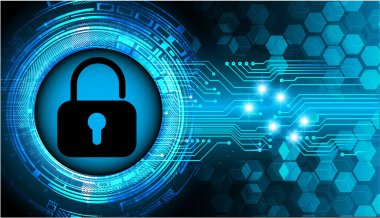 Sayısal arkaplan ve siber güvenlik konusunda kapatılmış asma kilit