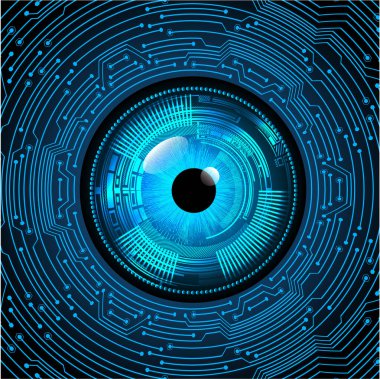 Mavi göz siber devre gelecekteki teknoloji konsepti