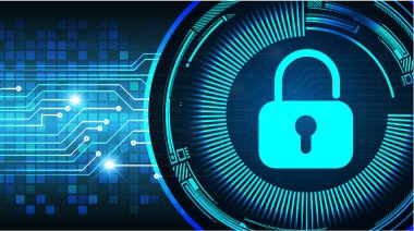 Sayısal arkaplan ve siber güvenlik konusunda kapatılmış asma kilit