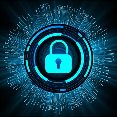 Sayısal arkaplan ve siber güvenlik konusunda kapatılmış asma kilit