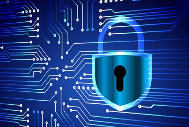 Sayısal arkaplan ve siber güvenlik konusunda kapatılmış asma kilit