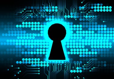 Sayısal arkaplan ve siber güvenlik konusunda kapatılmış asma kilit