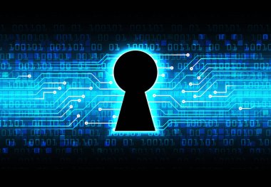 Sayısal arkaplan ve siber güvenlik konusunda kapatılmış asma kilit