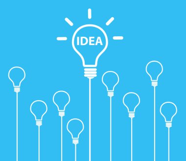 Mavi arkaplandaki ampullerin vektör çizimi