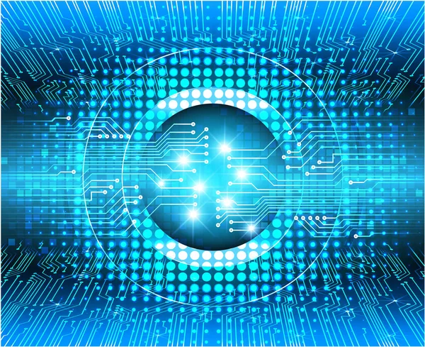 Blue Eye Cyber Circuit Toekomstige Technologie Concept Achtergrond — Stockvector