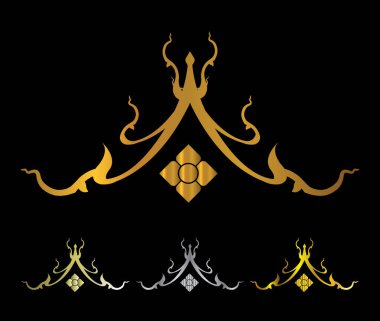 Altın ve siyah dekoratif elementlerin vektör çizimi