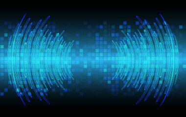 Ses dalgaları dalgalanan koyu mavi ışık