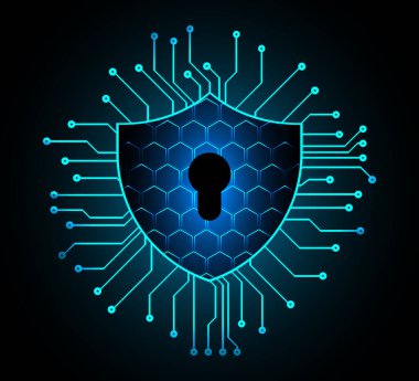 Sayısal arkaplan ve siber güvenlik konusunda kapatılmış asma kilit