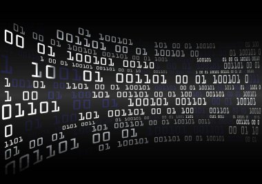 Siyah arkaplanda ikili kodlu kelime bulutu