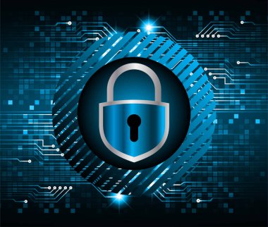 Sayısal arkaplan ve siber güvenlik konusunda kapatılmış asma kilit