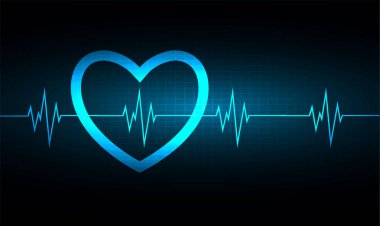 kalp atışı simgesi mavi arkaplanda