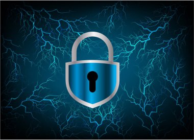 Sayısal arkaplan ve siber güvenlik konusunda kapatılmış asma kilit