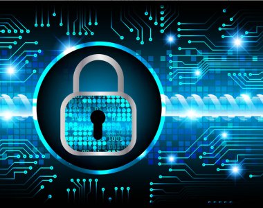 Sayısal arkaplan ve siber güvenlik konusunda kapatılmış asma kilit